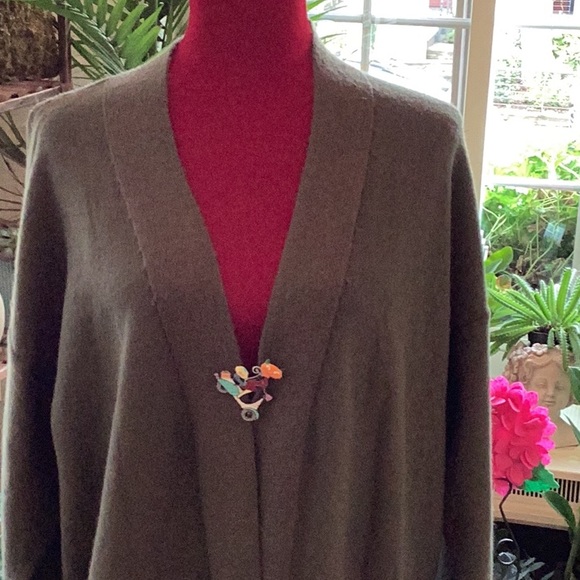 Size XXL OLIVE GREEN CARDIGAN SWEATER WITH TWO FRONT POCKETS ! - Picture 4 of 10